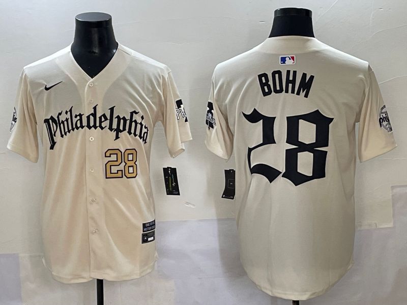 Men 2025 Philadelphia Phillies #28 Bohm Cream Five generations Joint Name Nike MLB Jersey style 3->philadelphia phillies->MLB Jersey